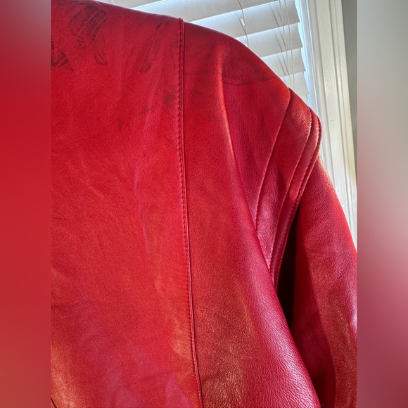 Vintage 80s Red Leather Jacket - Accente - Size 4** - Picture 9 of 16